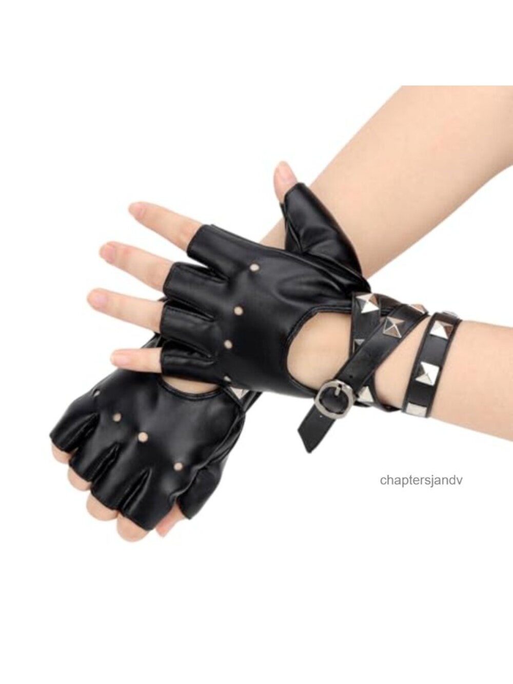 Faux Leather Fingerless Gloves Biker Punk Half-Finger